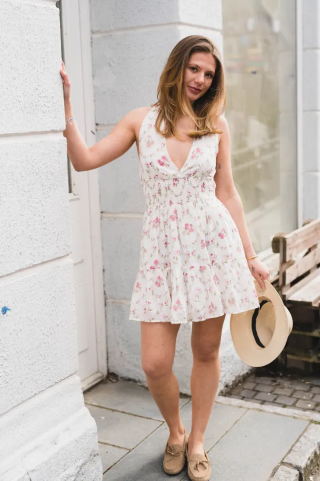 Magda Spring Flower Dress Offwhite