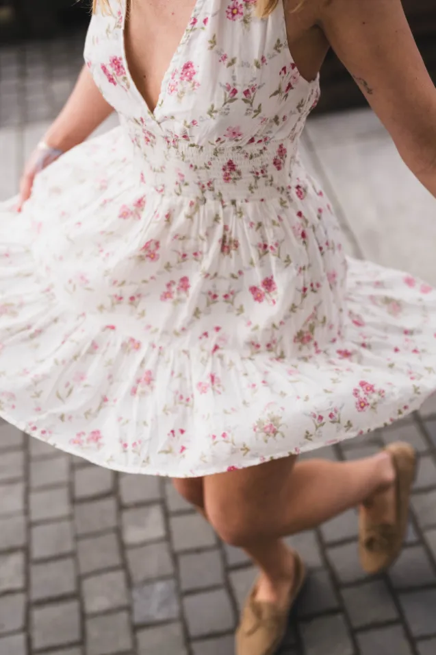 Magda Spring Flower Dress Offwhite