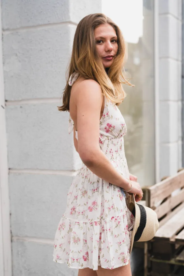 Magda Spring Flower Dress Offwhite