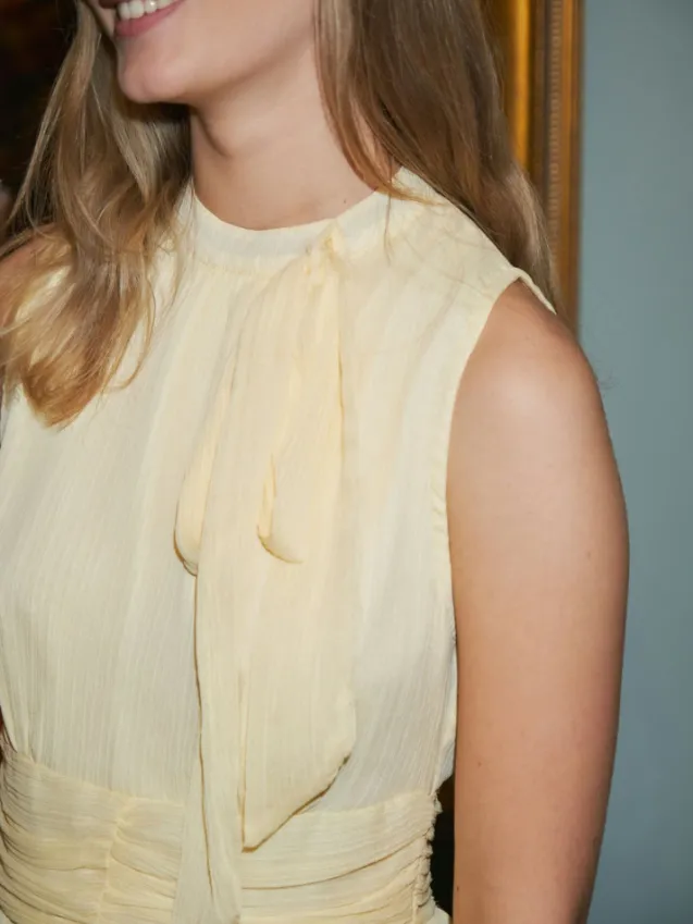 May Solid Chiffon Dress Light Yellow