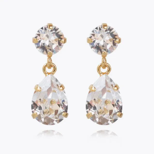 Mini Drop Earrings Gold Crystal