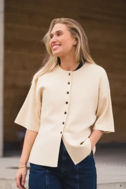 Mirielle East 2/4 Cardigan Bleached Sand