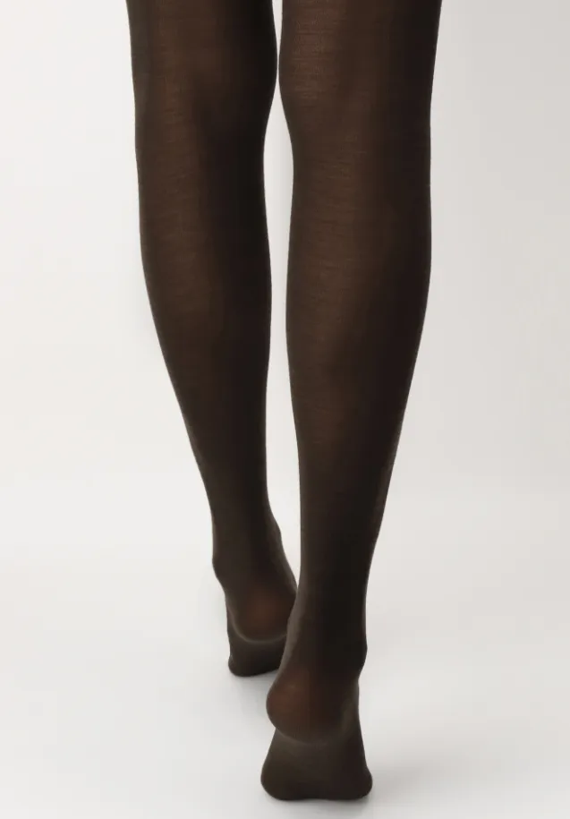 Nives Fine Wool Tights Brown
