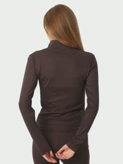 Nolana Zip Blouse Chocolate Brown