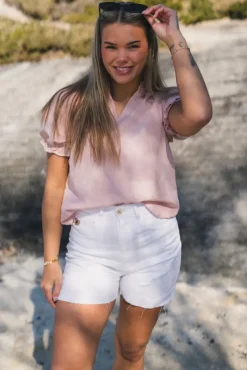 Odesa Linen Blouse Rose Smoke