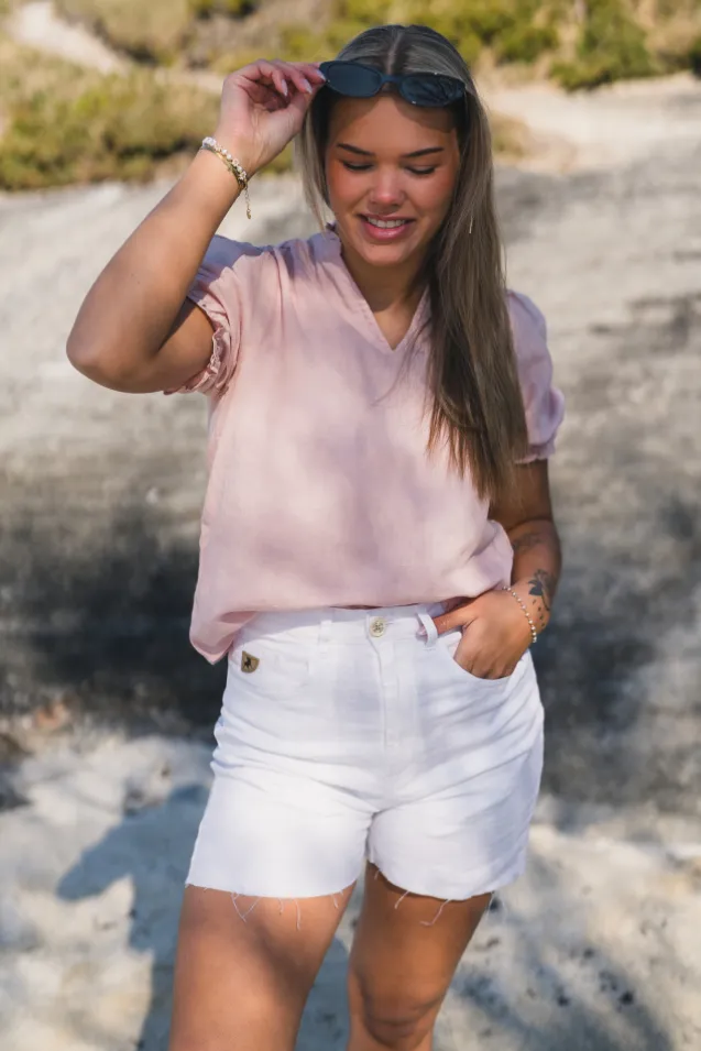 Odesa Linen Blouse Rose Smoke