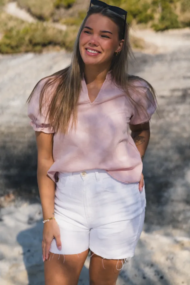 Odesa Linen Blouse Rose Smoke