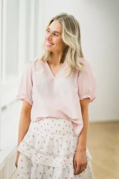 Odesa Linen Blouse Rose Smoke