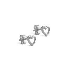 Organic Heart Studs Silver