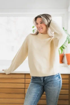 Paulina Fluffy Knit Blouse Offwhite