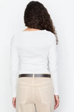 Petronella Rib Boatneck Offwhite