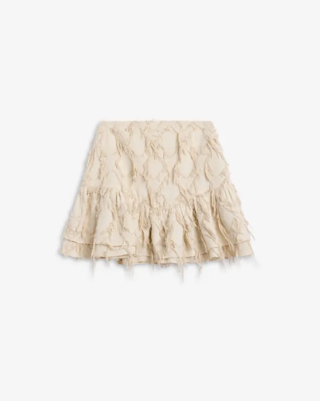 Posy Fray Skirt Raw Beige