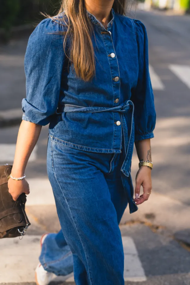 Rylan Elena 3/4 Shirt Mid Blue Wash