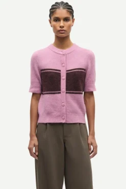 Sanoura SS Cardigan 15556 Orchid Wide Stripe