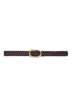 Signature Link Belt Braided Fig Burgundy
