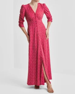 Spring Button-Down Dress Red Dots