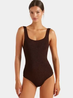 Square Neck Swim Metallic Chocolate