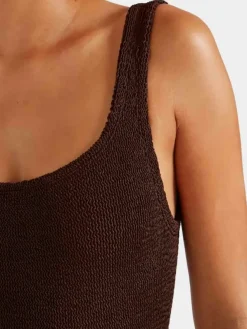 Square Neck Swim Metallic Chocolate