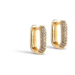 Square Sparkling Hoops Gold 12 mm