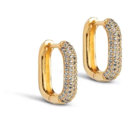 Square Sparkling Hoops Gold 15 mm