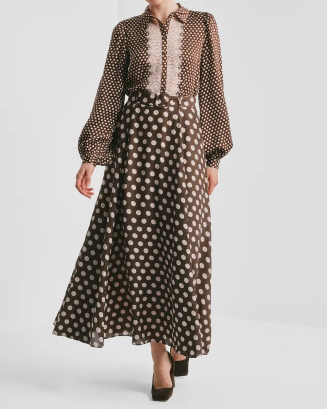 Striped Organza Maxi Skirt Dots