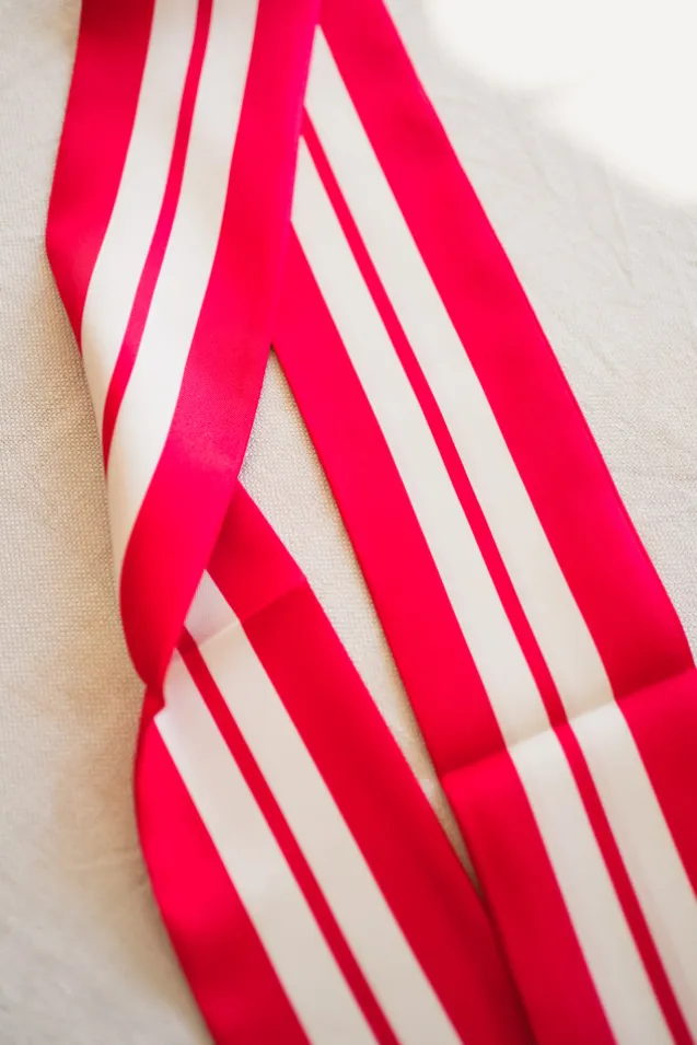 Striped Slim Scarf Red Striped