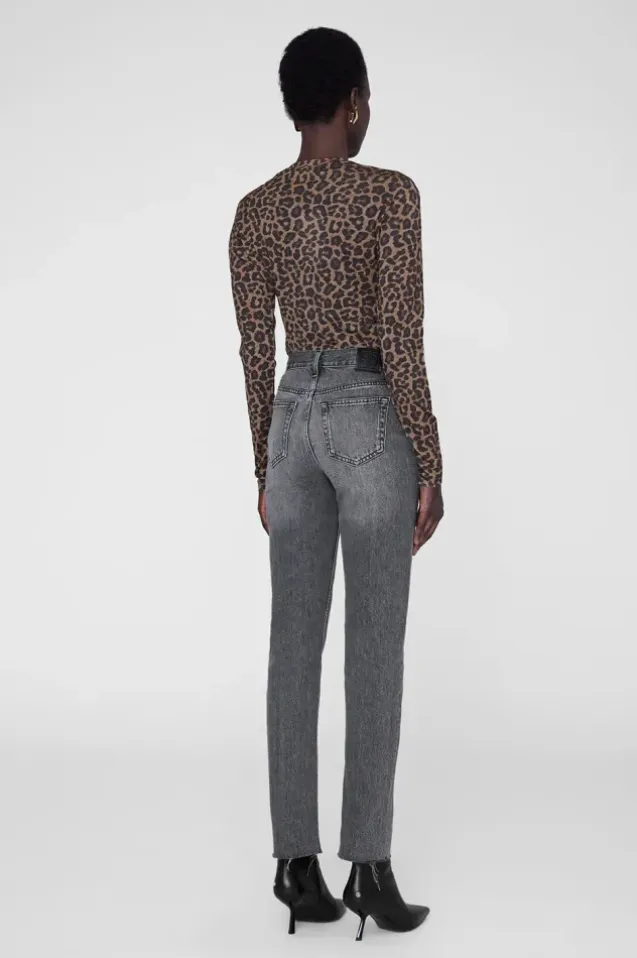 Sylvie Long Sleeve Tee Black And Brown Leopard