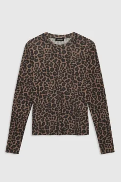 Sylvie Long Sleeve Tee Black And Brown Leopard
