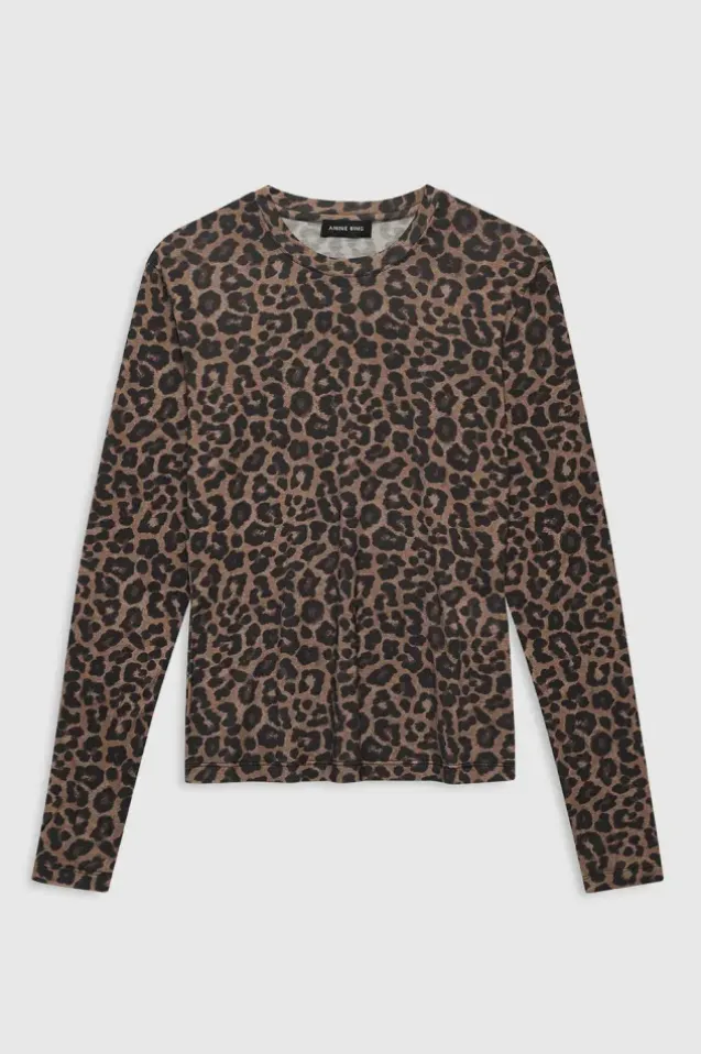 Sylvie Long Sleeve Tee Black And Brown Leopard