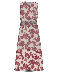 Vildana SL Dress Rhubarb Flower