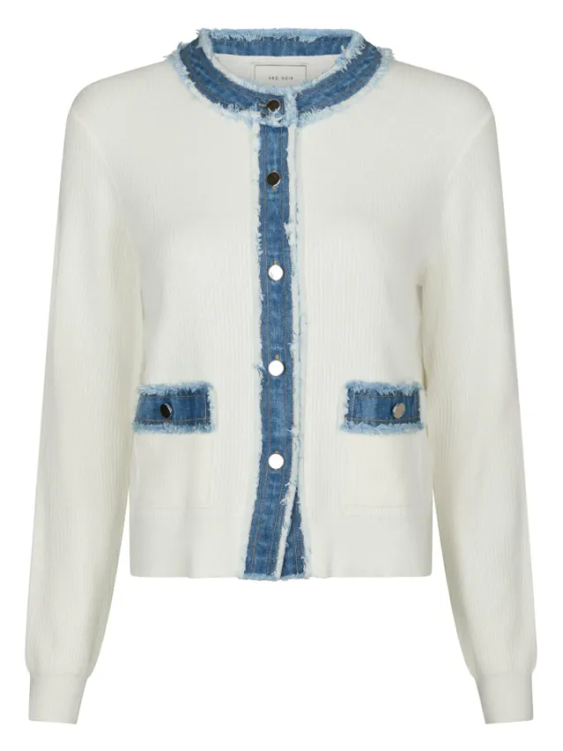 Zelma Knit Denim Cardigan Offwhite